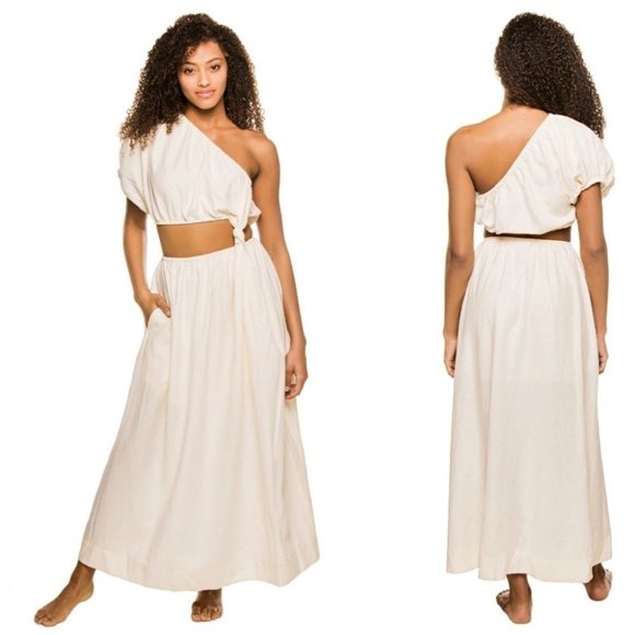 NWT! FARM Rio Off-White One Shoulder bridal resort Dress Size Medium - Picture 12 of 13